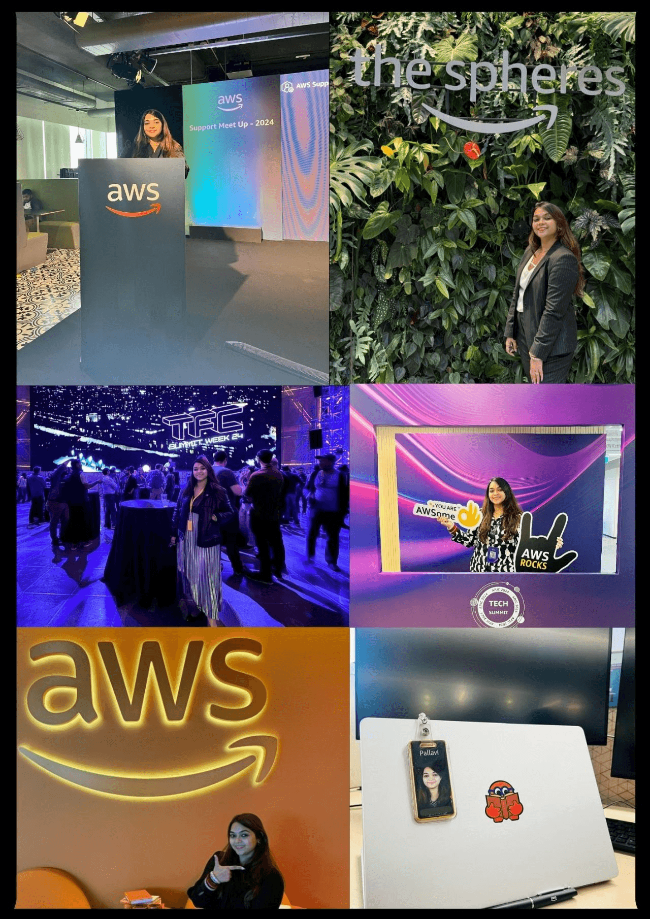 A collection of Pallavi’s memories at AWS: speaking, The Spheres, and technology events